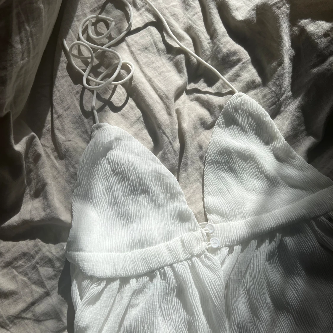 Vit ribbad halterneck topp - 91