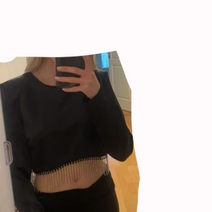 Topp - Långärmad topp i satinliknande material. Knappar i ryggen. Aldrig använd. Storlek 32 men passar en 34 också. Vid fler frågor/bilder skriv! Tar emot prisförslag❤️