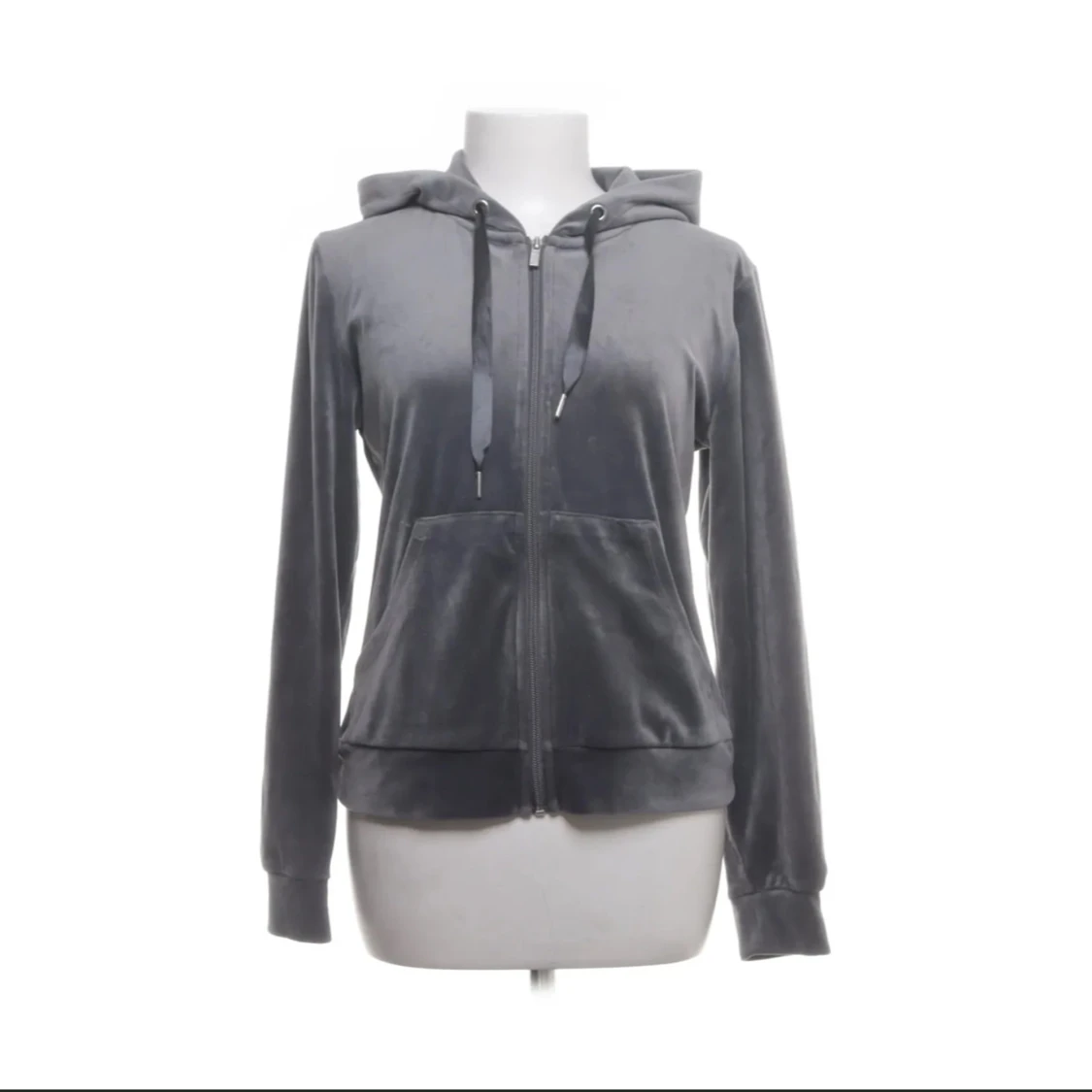 Grå hoodie i sammet - 90