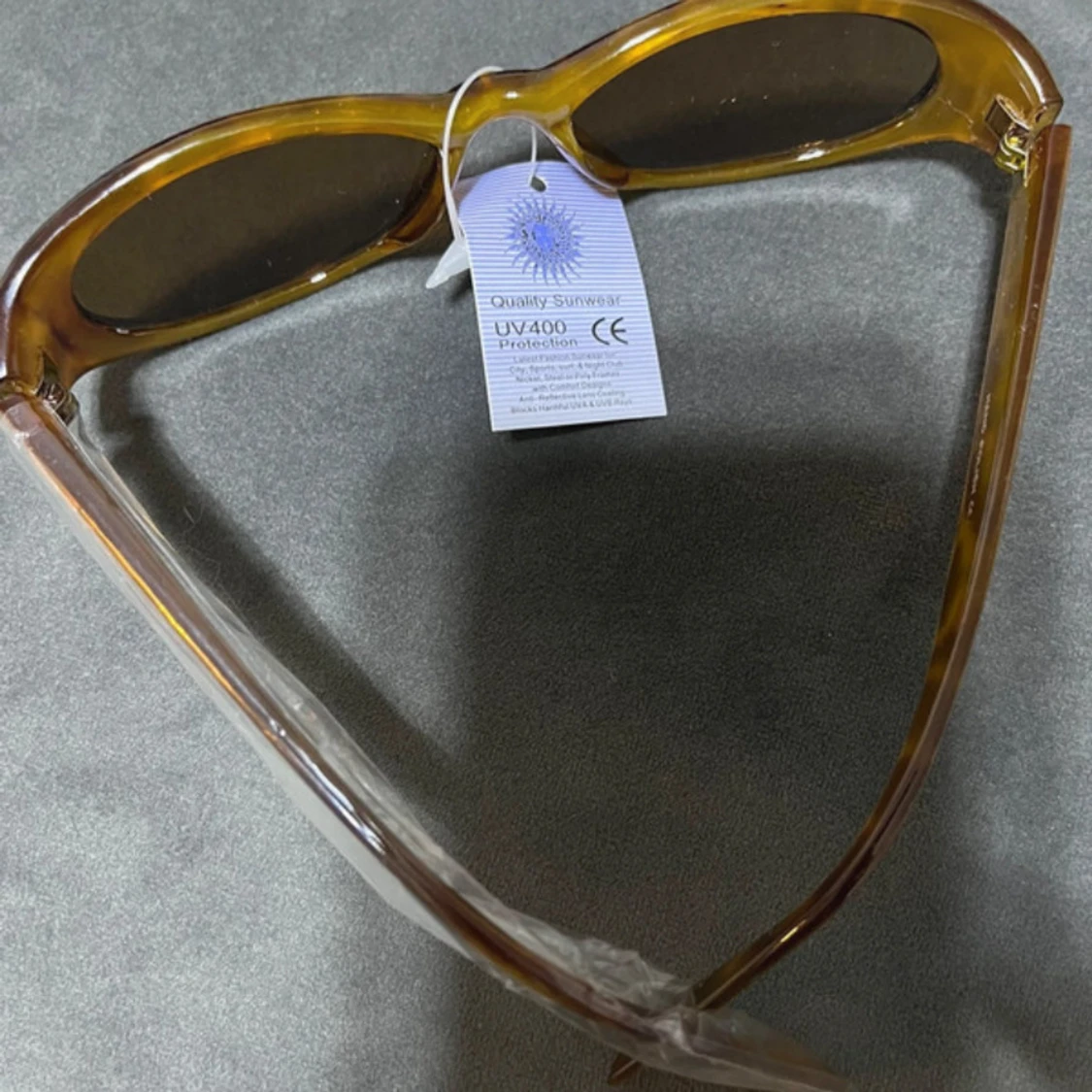 Brun och Guld Smala Solglasögon  - 91