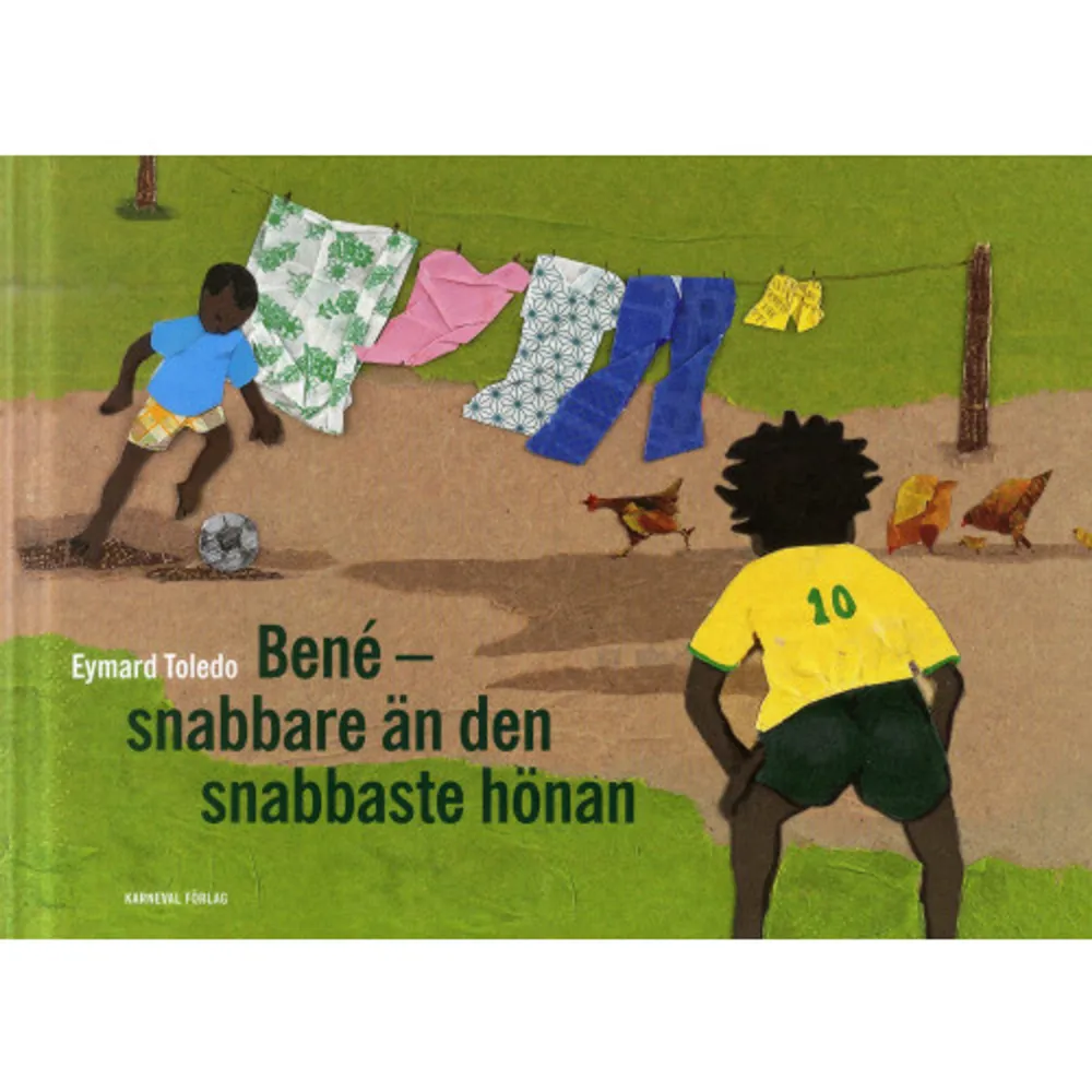 För den brasilianske pojken Bené är fotboll allt. Varje ledig stund tillbringar han med en boll. Och hittar han ingen vän att spela med så spelar han med aporna. Men för Bené är fotboll inte bara en lek. Tillsammans med sin familj till­verkar han också fotbollar. Benés uppgift är att sy bollarna och att provspela dem. Eymard Toledos berättelse har fått flera ut­mär­kel­ser. Tysklands barn- och ungdoms­boks­aka­­de­­mi valde den till »Månadens bok« (mars 2014) och den tyska Bok­konst­­stiftel­sen utsåg den till en av de fem vackraste bilderböckerna för barn år 2014.OM FÖRFATTARENEymard Toledo är bildkonst­när och för­fattare. Berättelsen om Bené är den första boken av henne som utgivits i Sverige. Eymard Toledo har i Tyskland även utgivit Onkel Flores (Baobab 2016) och Juju und Jojô (Baobab 2019).    Format Kartonnage   Omfång 28 sidor   Språk Svenska   Förlag Karneval förlag   Utgivningsdatum 2019-09-03   Medverkande Björn Eklund   ISBN 9789188729323  . Böcker.