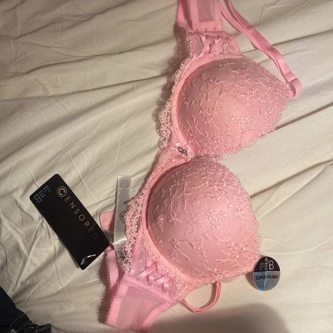 Rosa spets-bh med super push - 93