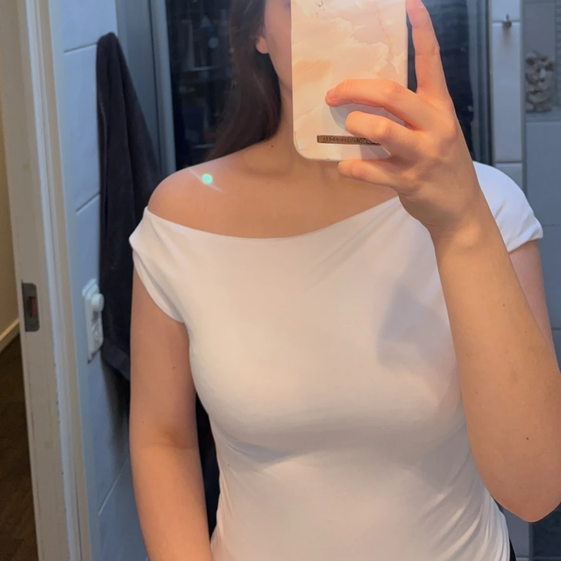 Vit offshoulder topp - 1