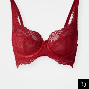 Röd spets-bh - Säljer denna helt oanvända bh från Hunkemöller i storlek 70B då den var lite för liten på mig som vanligtvis har 75B. Nypris 429kr