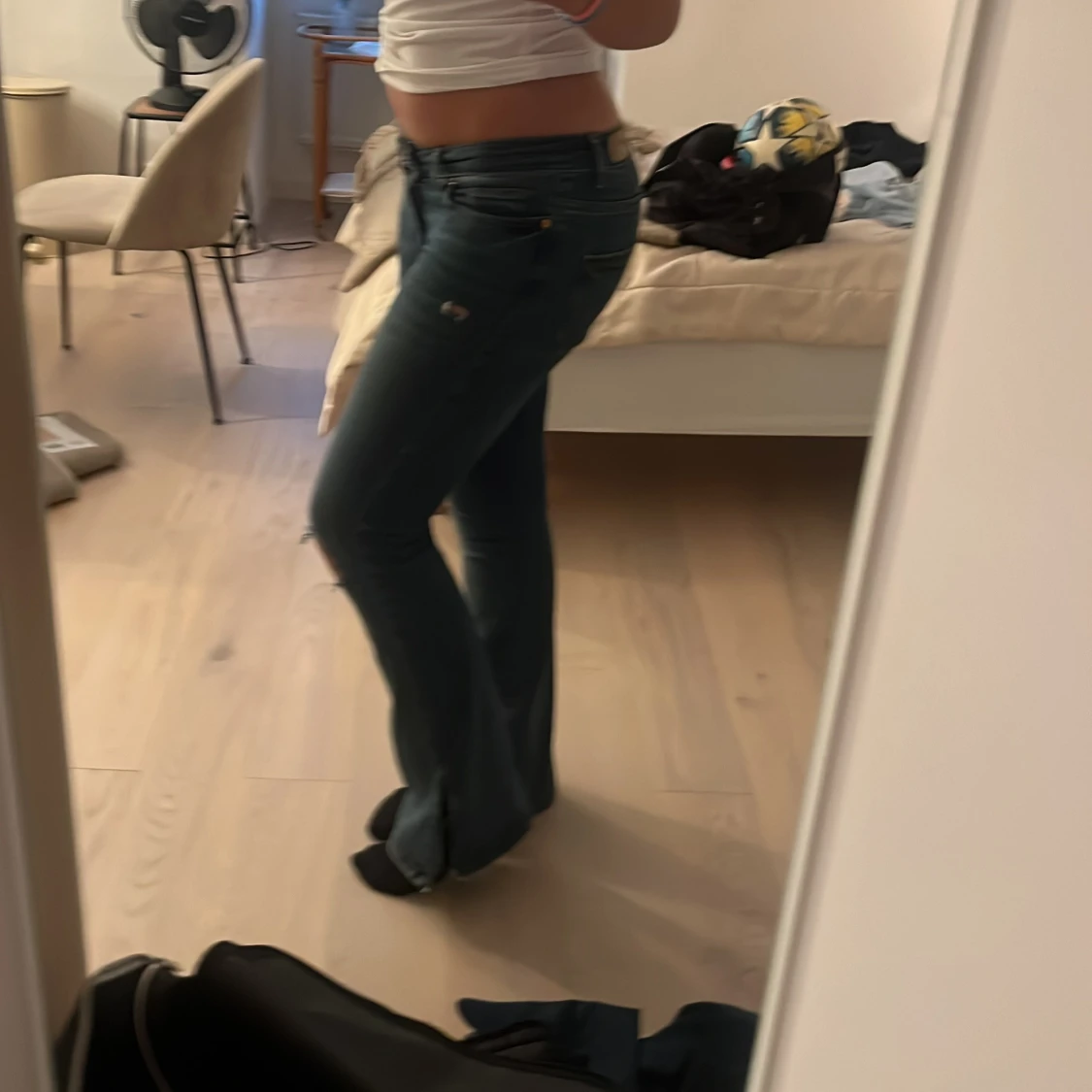 Blå bootcut jeans - 90