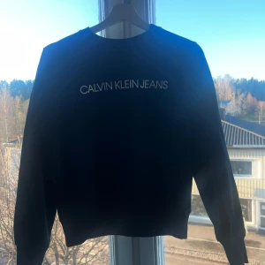 Svart sweatshirt från Calvin Klein Jeans - Säljer en stilren svart sweatshirt från Calvin Klein Jeans i storlek Small. Den har en klassisk passform med långärmade ärmar och en rund halsringning. 