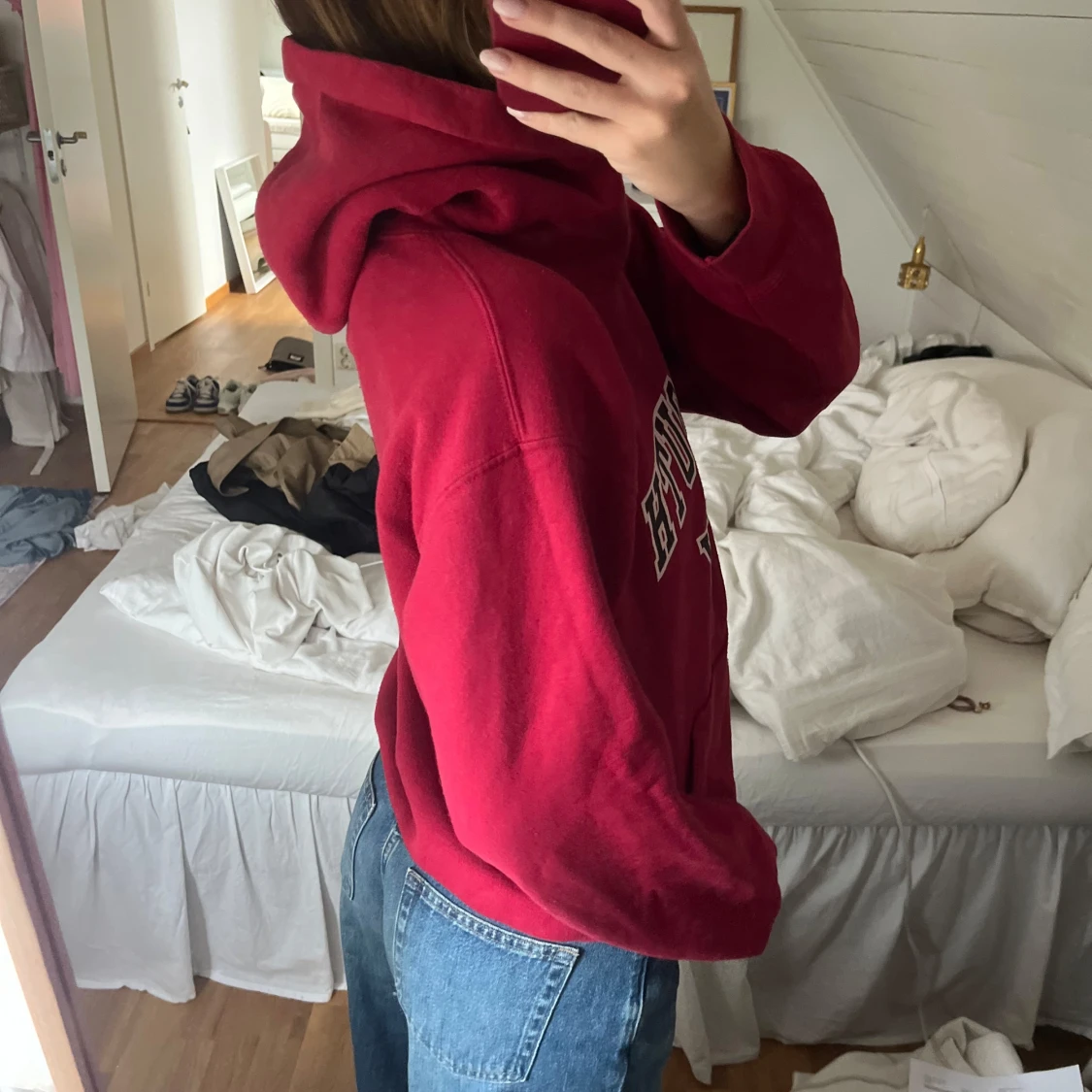 Vinröd vintage hoodie  - 91