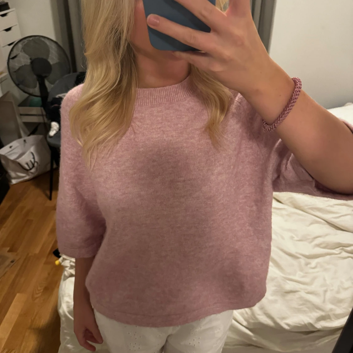 Rosa stickad tröja - 90