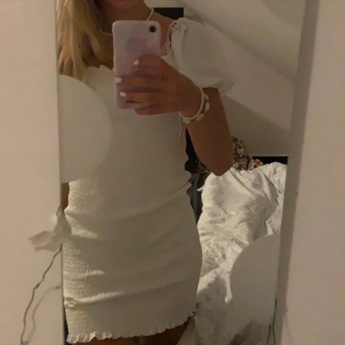 Vit fest klänning - 90