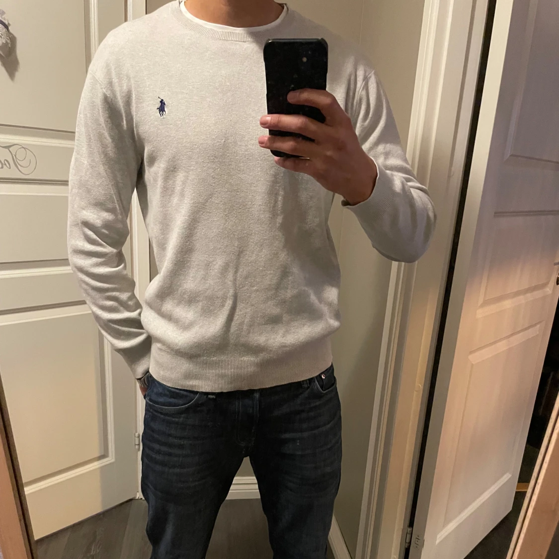 Vit/grå tröja från Ralph Lauren - 90