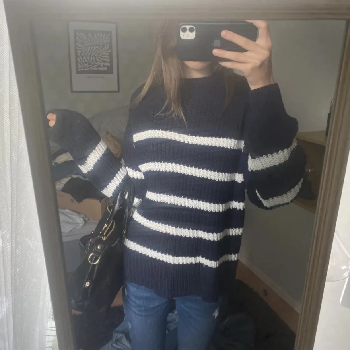 Randig stickad tröja - 90