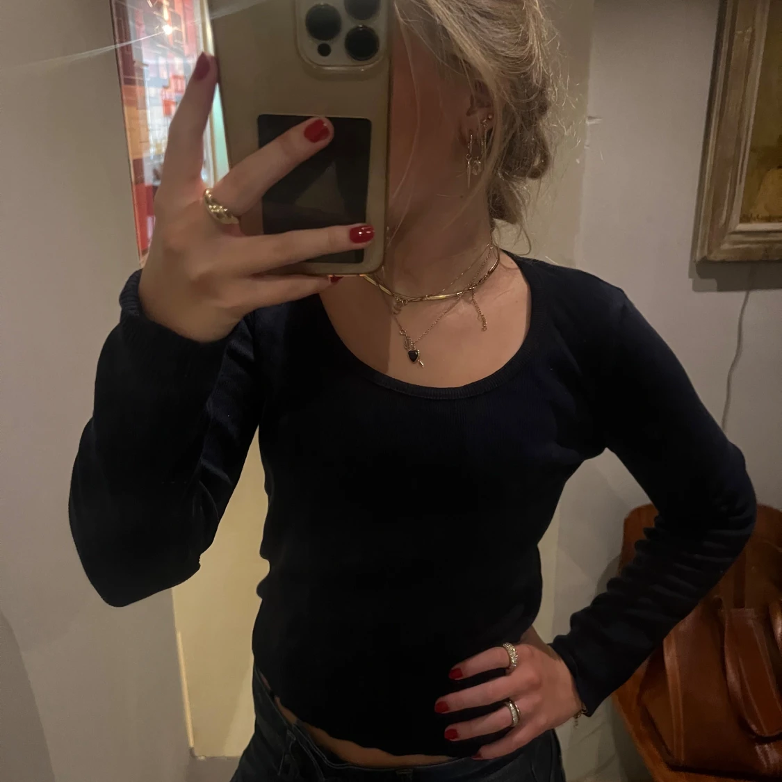 Stickad U ringad tröja 