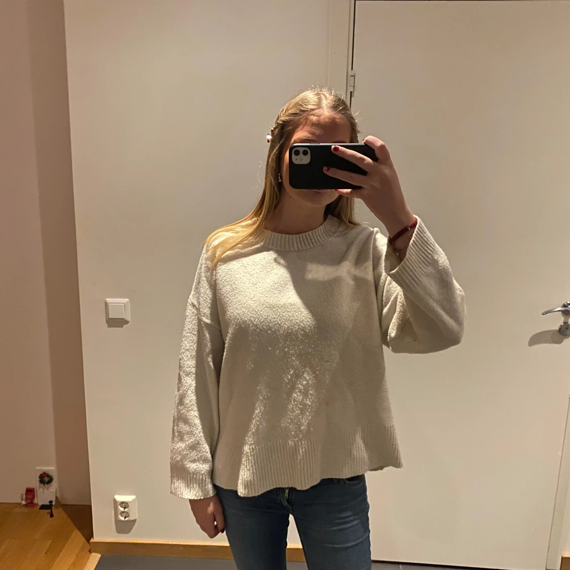 Vit stickad tröja - 91