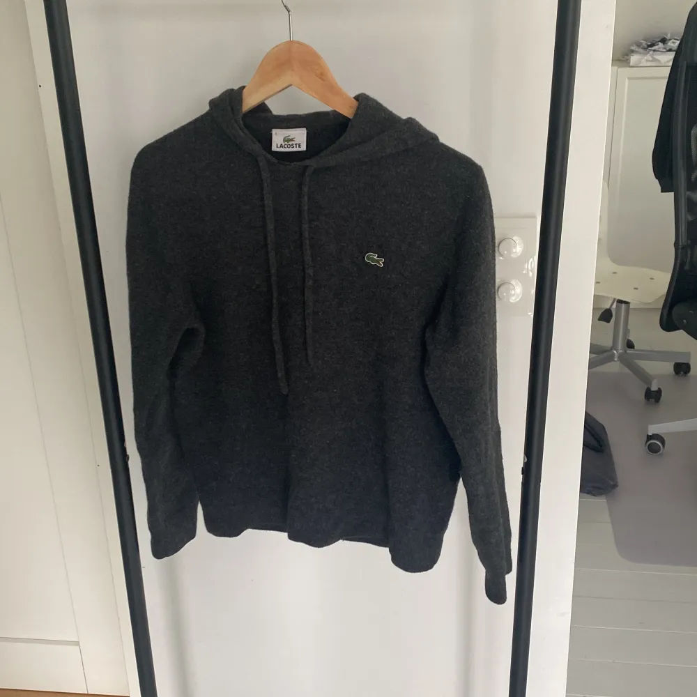 Hej. Säljer nu en Lacoste hoodie i en ullmix, den är storlek m men kan också passa lite mindre. Lappen på insidan är avklippt och hoodien är lite nopprig men det kan tas bort om köparen önskar det, vid frågor så är det bara att skriva!. Hoodies.