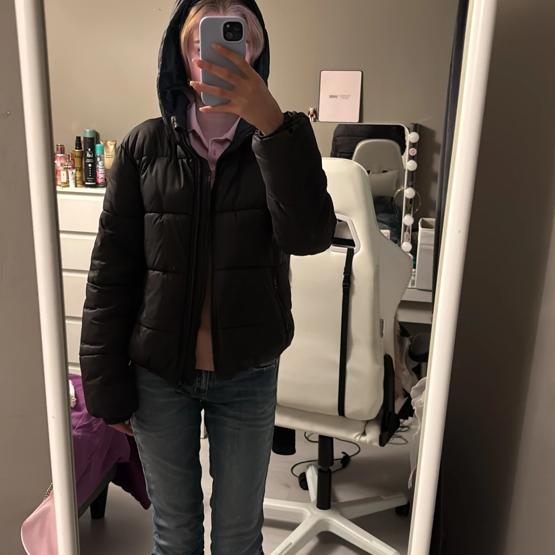 Y2k pufferjacka cropped baggy  - 91