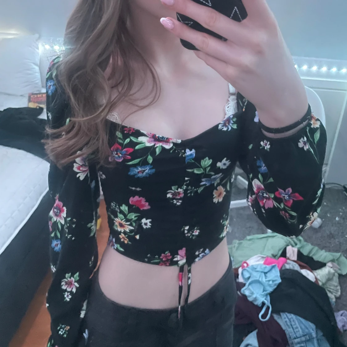 Blommig croppad topp från H&M - 90