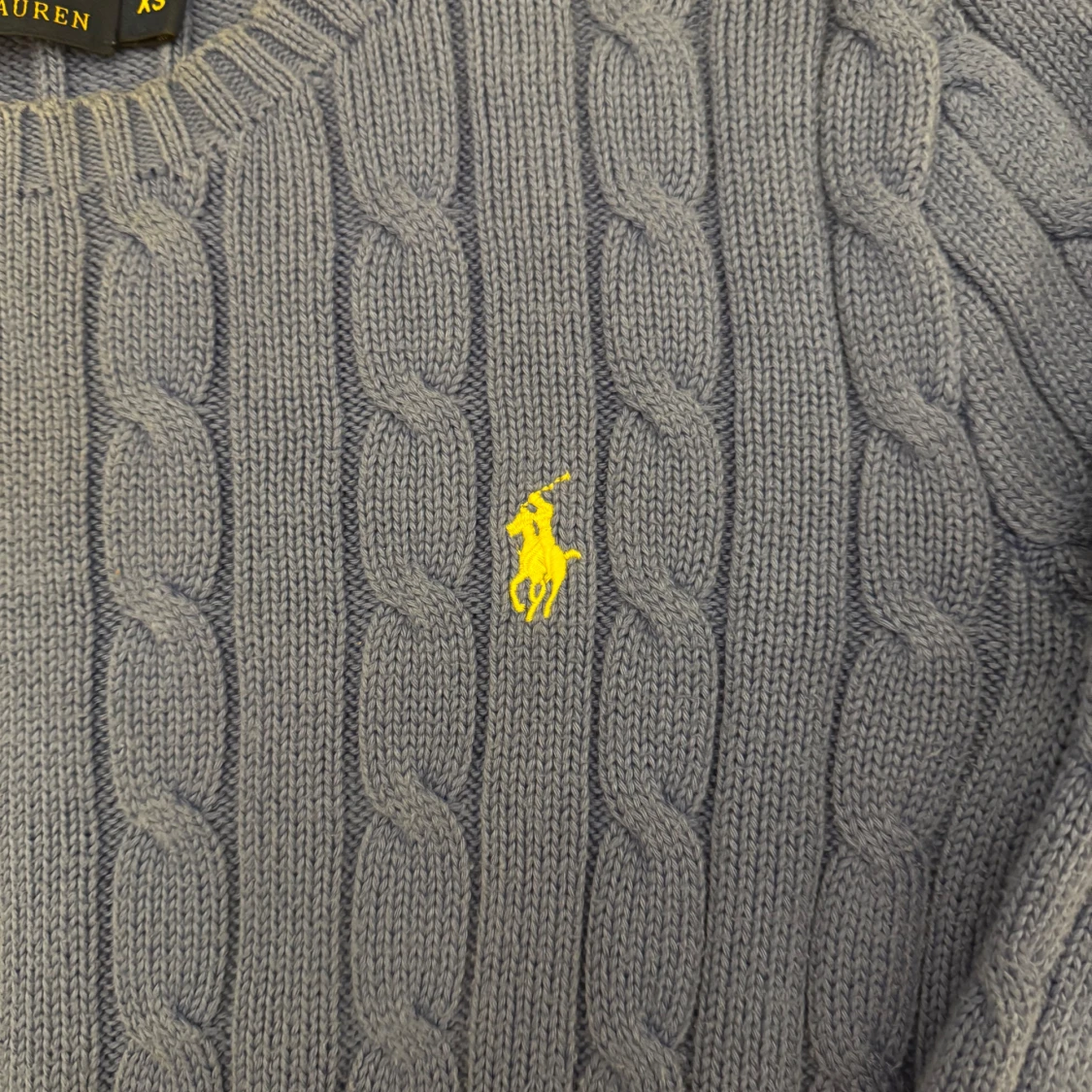Blå Ralph Lauren kabelstickad tröja  - 2