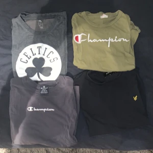 Billiga T shirts  - 🚨Celtic & Lyle & scott är såld 🚨 35 kr/st  Sparsamt använda, .  Storlek S & M. Passform:S/M. Lyle & scott, champion & Celtics