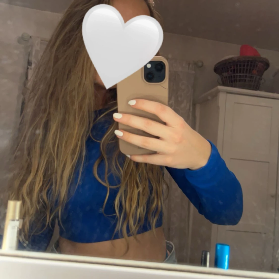 Blå croppad långärmad topp - 3