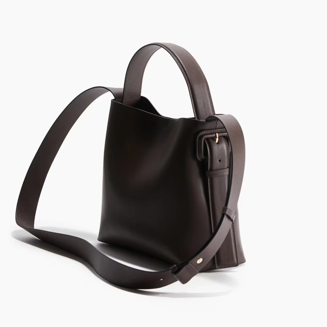 Mörkbrun axelväska i skinn - 1