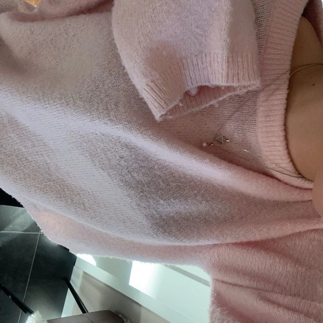 Rosa stickad tröja - 91