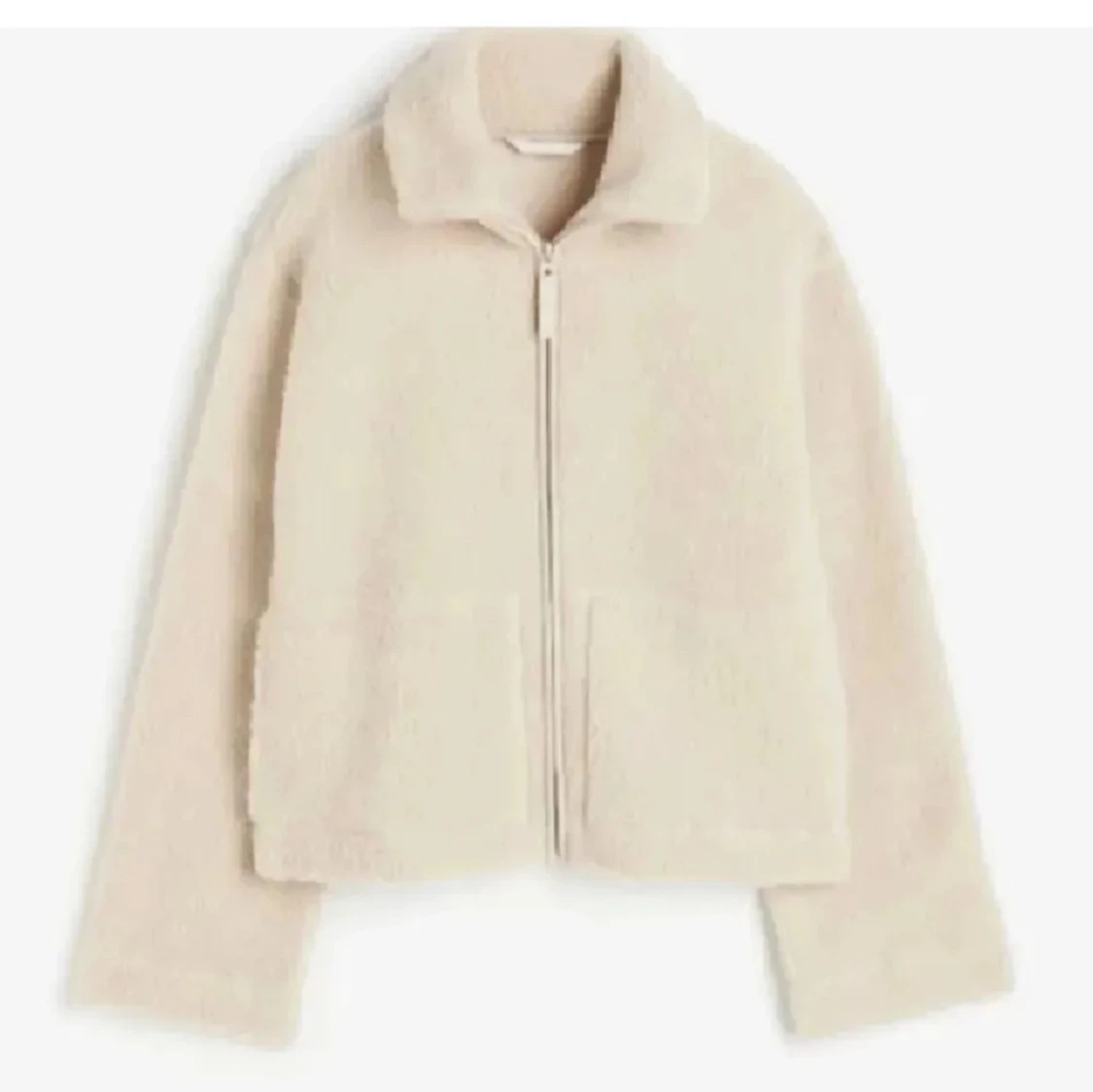 Beige teddyjacka med dragkedja