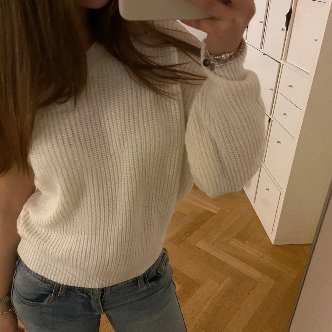 Vit stickad tröja - 90