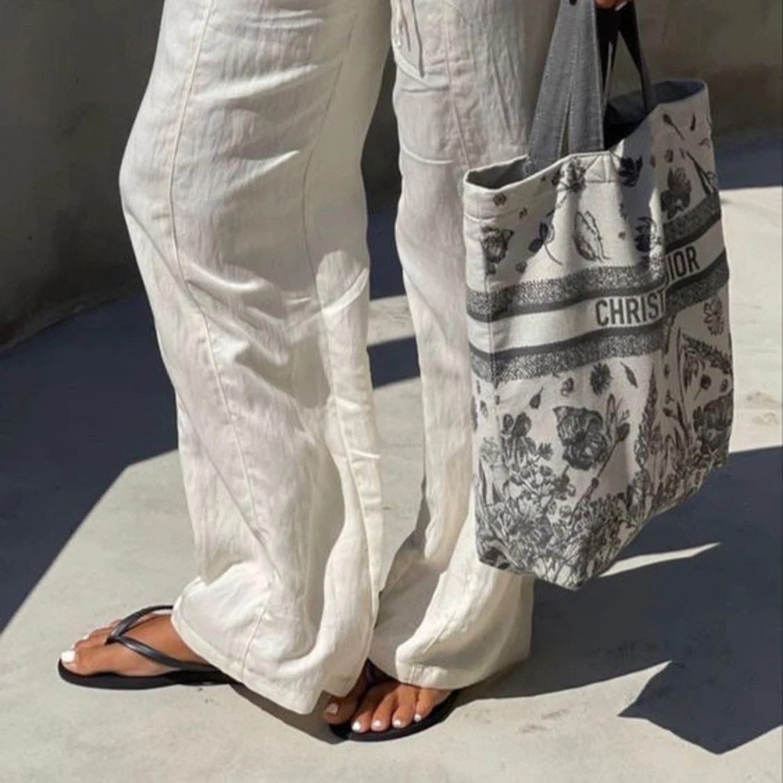 Vita linnebyxor med resårmidja - 90