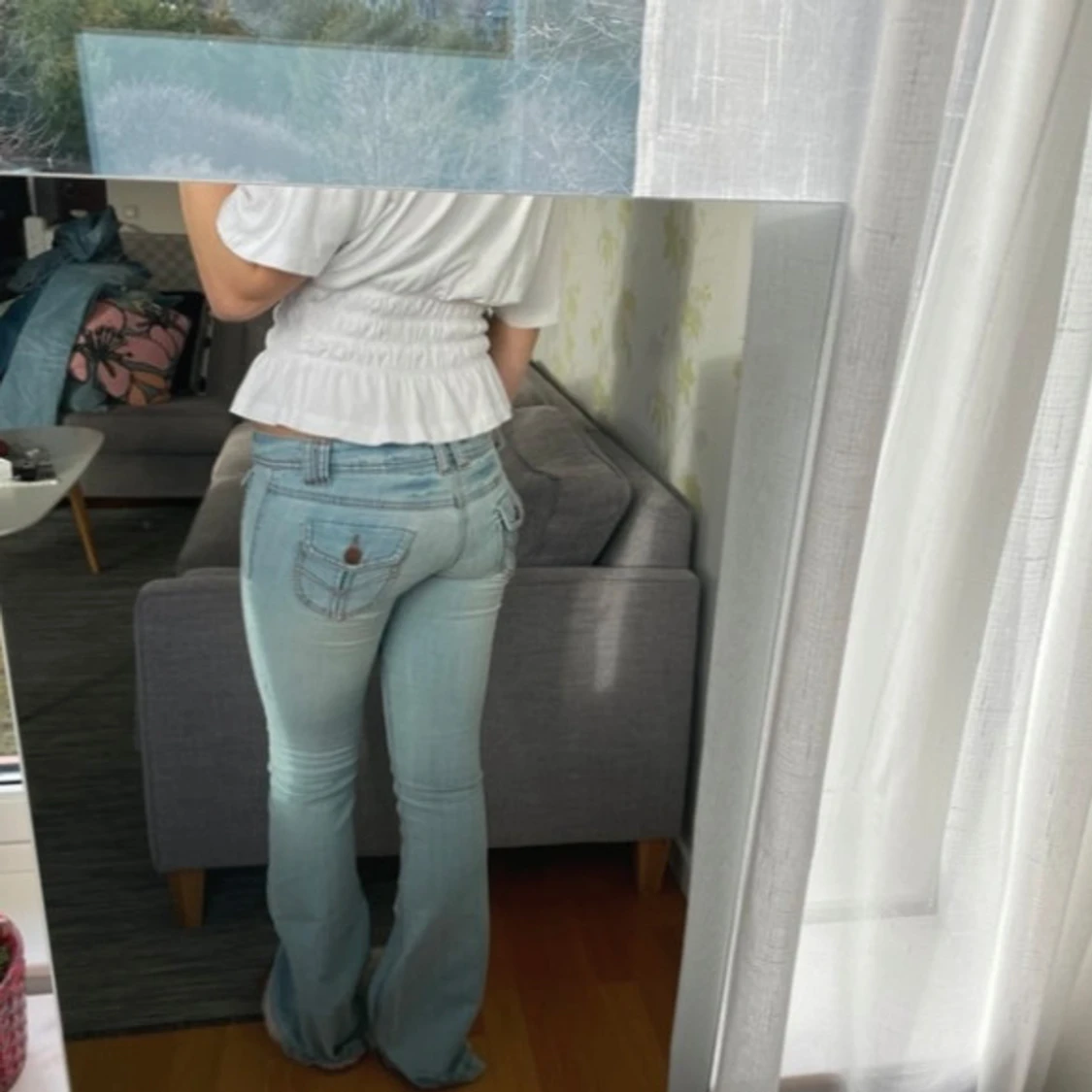 Ljusblå lowwaist bootcut jeans - 3