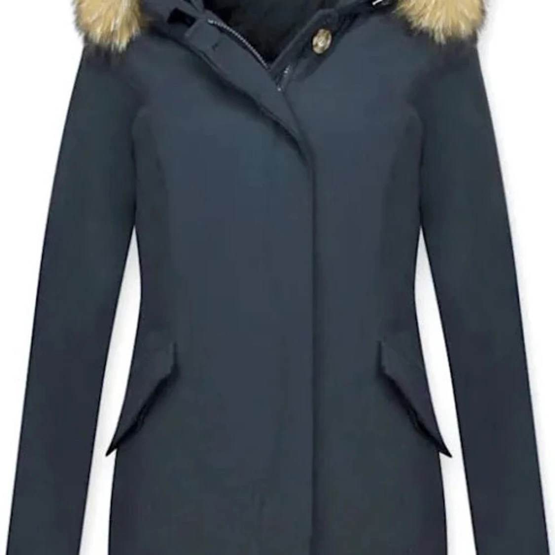 Mörkblå parkajacka med päls