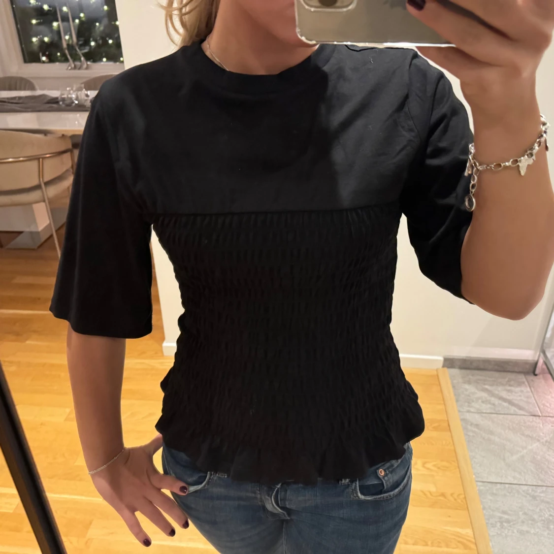 Vit och svart ribbad topp - 91