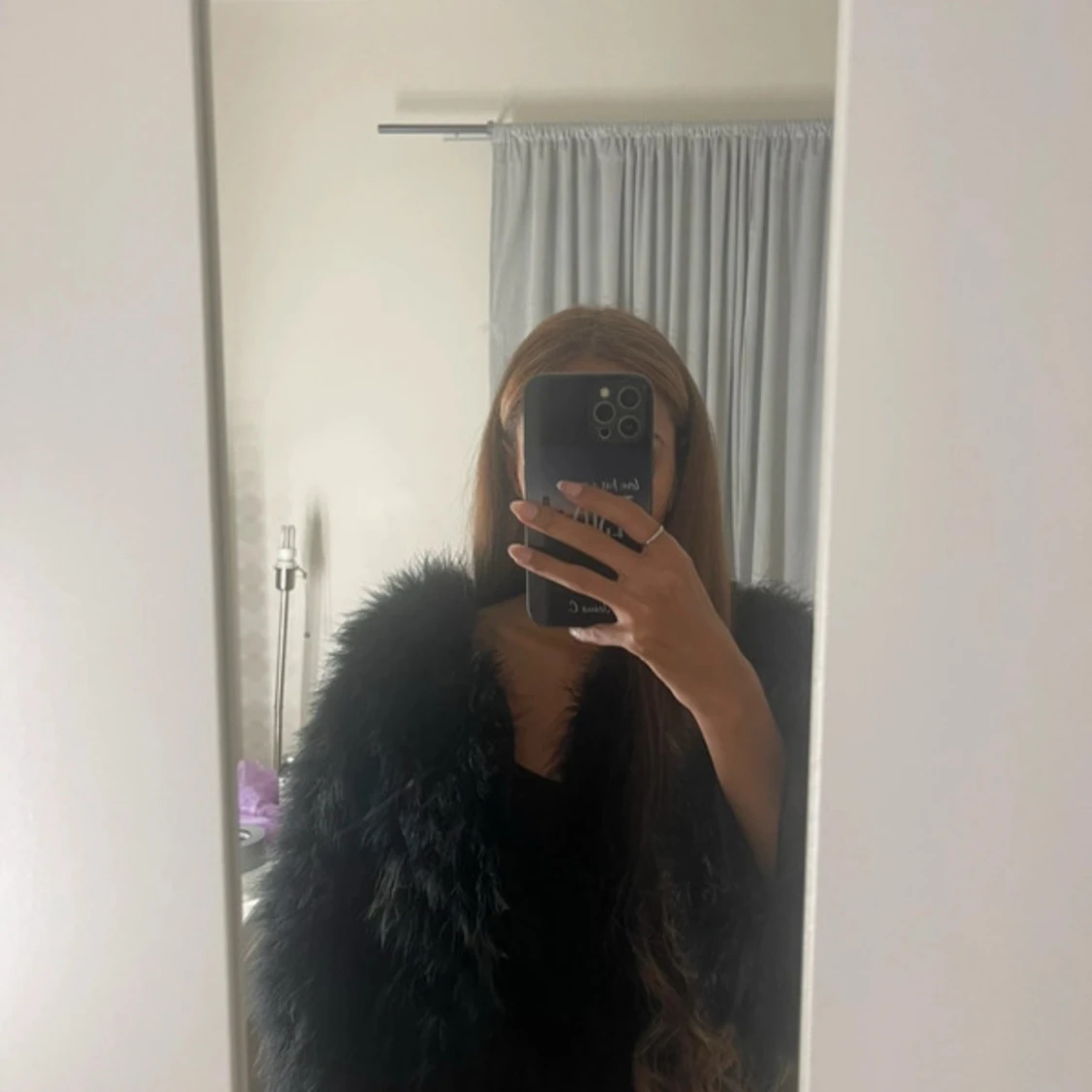 Svart pälsjacka - 90