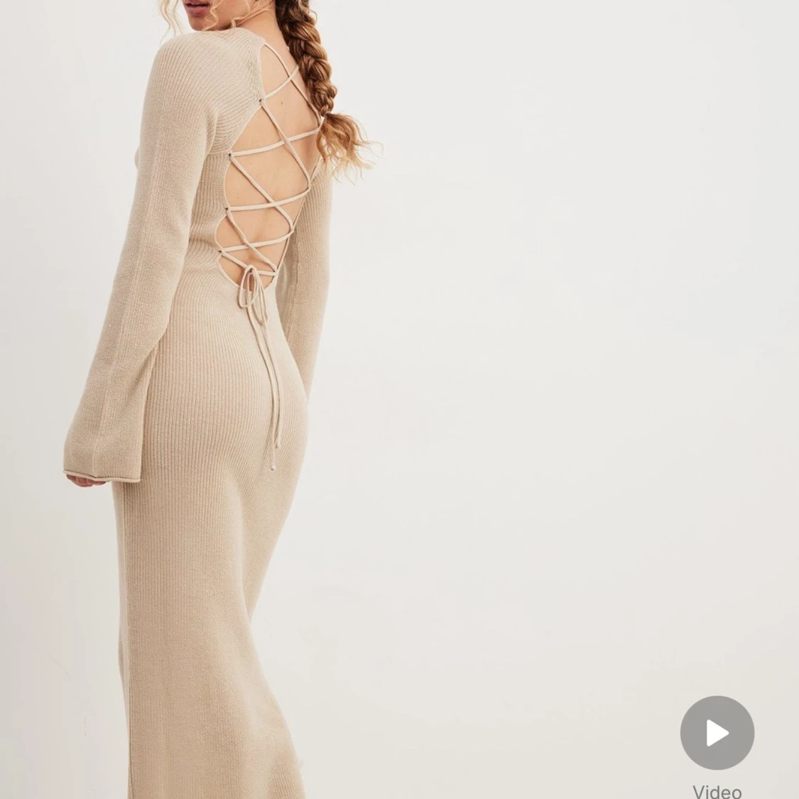 Beige stickad klänning - 2