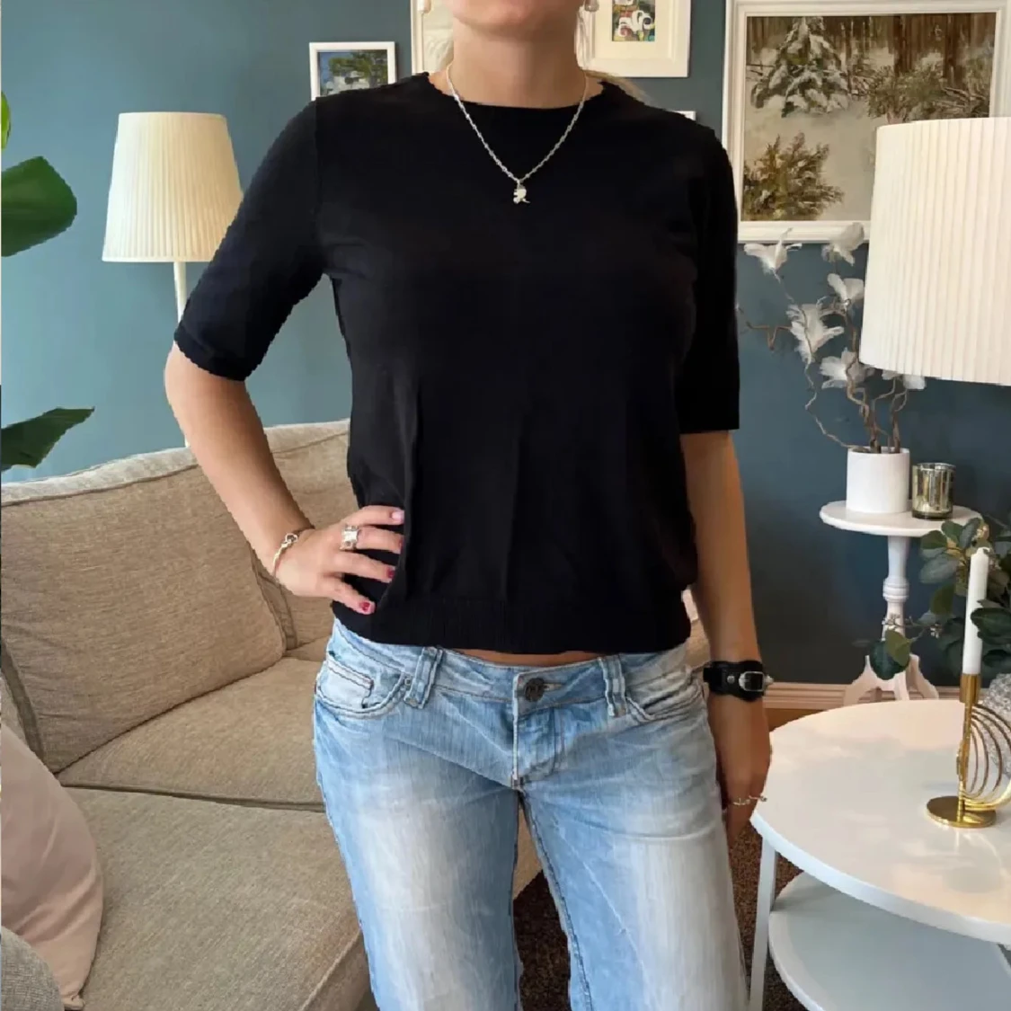 Svart fin stickad topp - 1