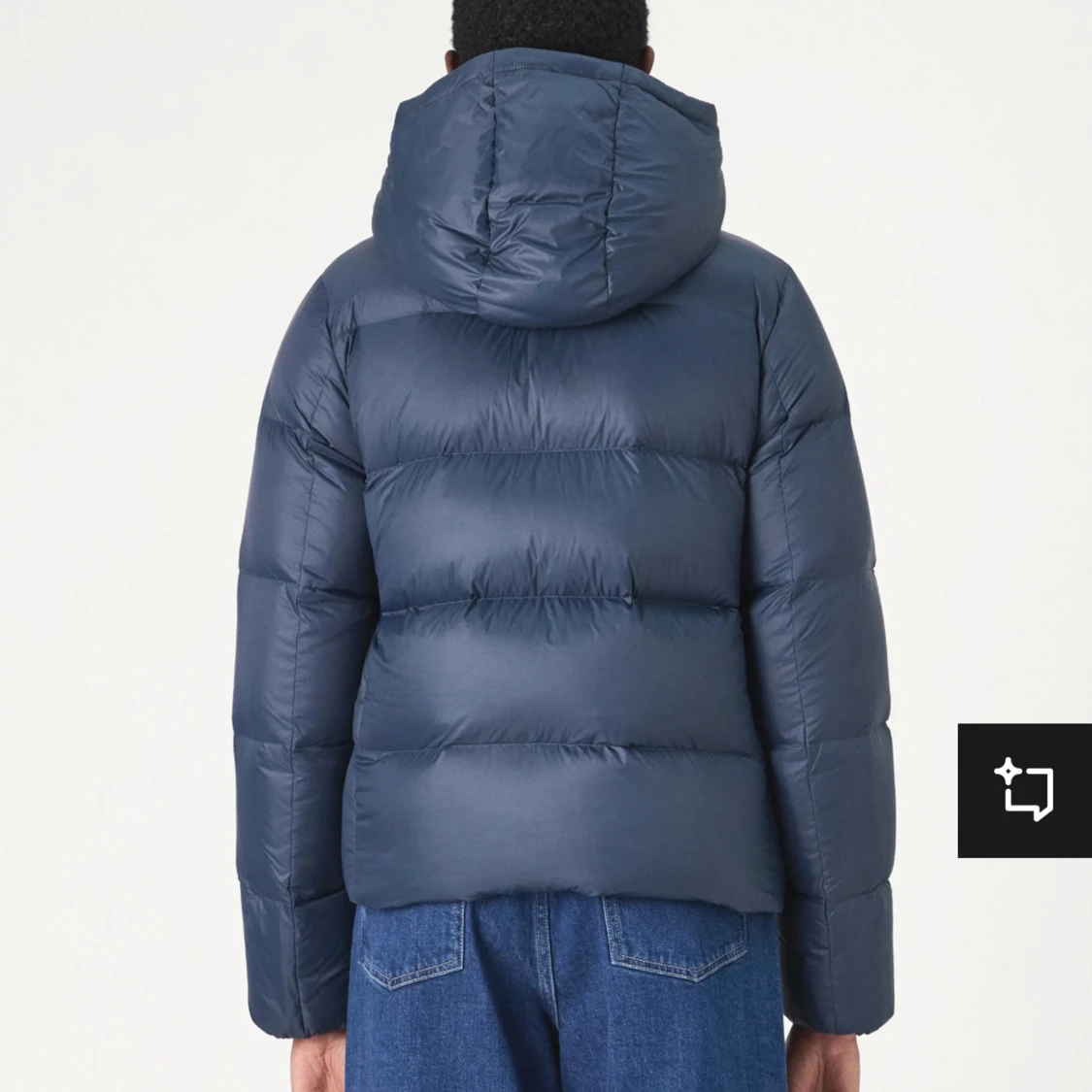 Mörkblå dunjacka med huva - 90