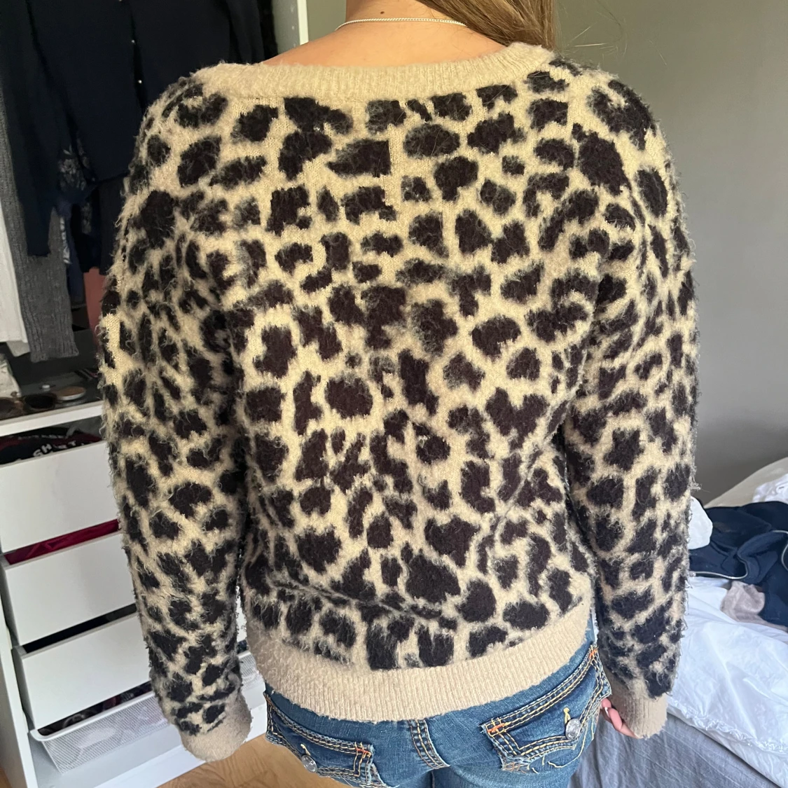 Leopardmönstrad stickad tröja - 90