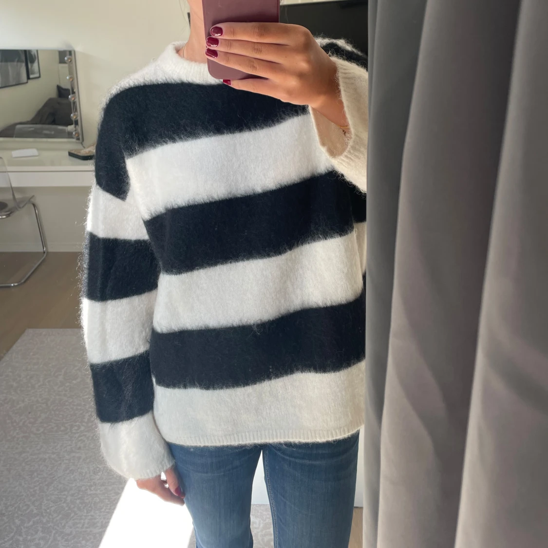 Randig stickad tröja  - 90