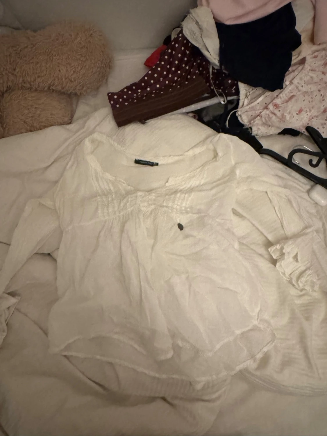 Vit långärmad topp med spets - 2