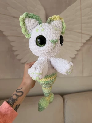 Virkad mermaid kitty - Supersöt virkad sjöjungfru katt, ca 35cm lång💚