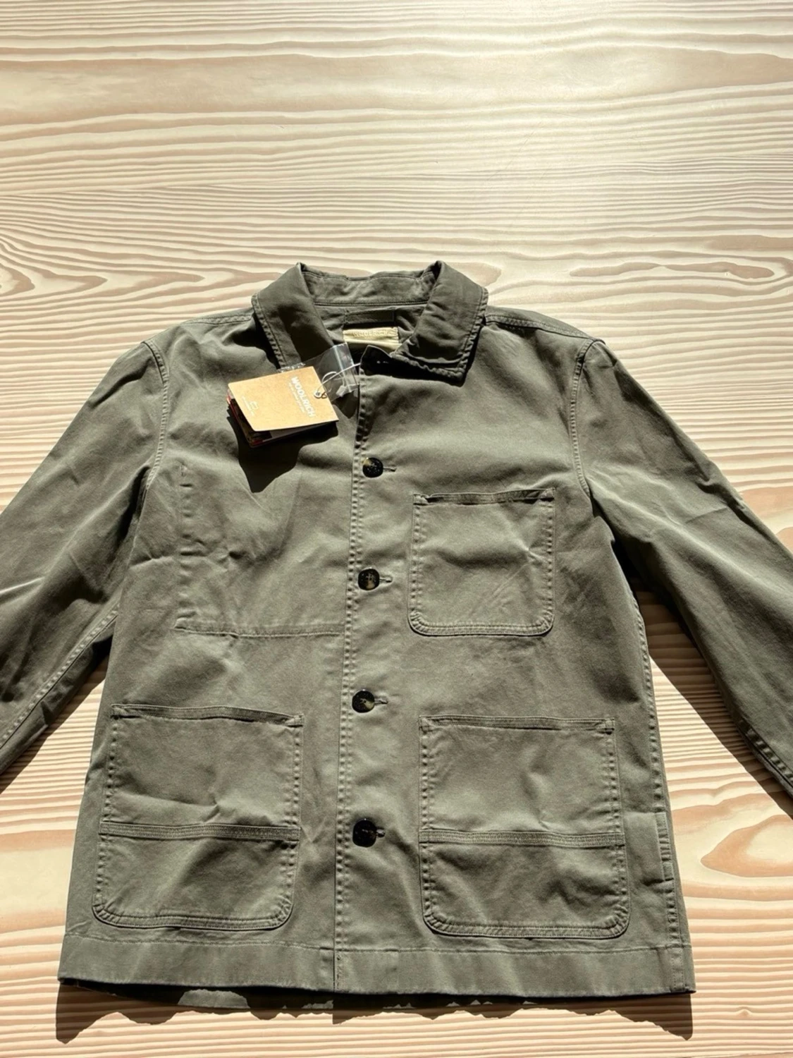Olivgrön woolrich overshirt med fickor - 1