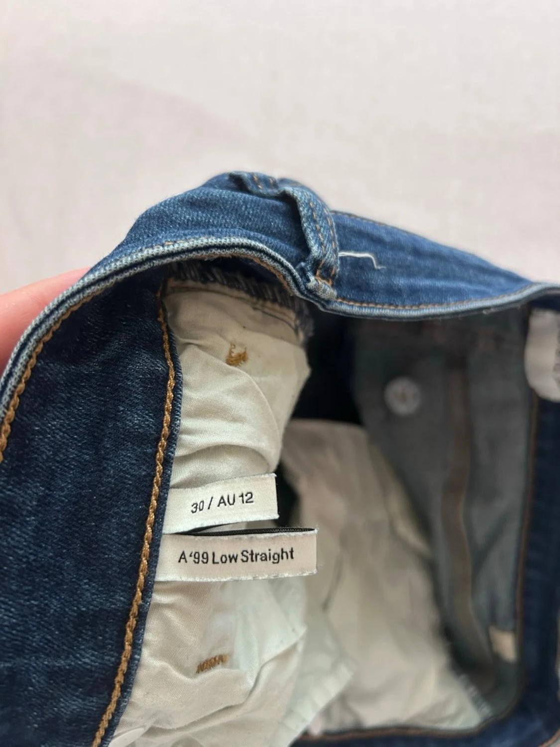 Blå raka jeans med låg midja - 3