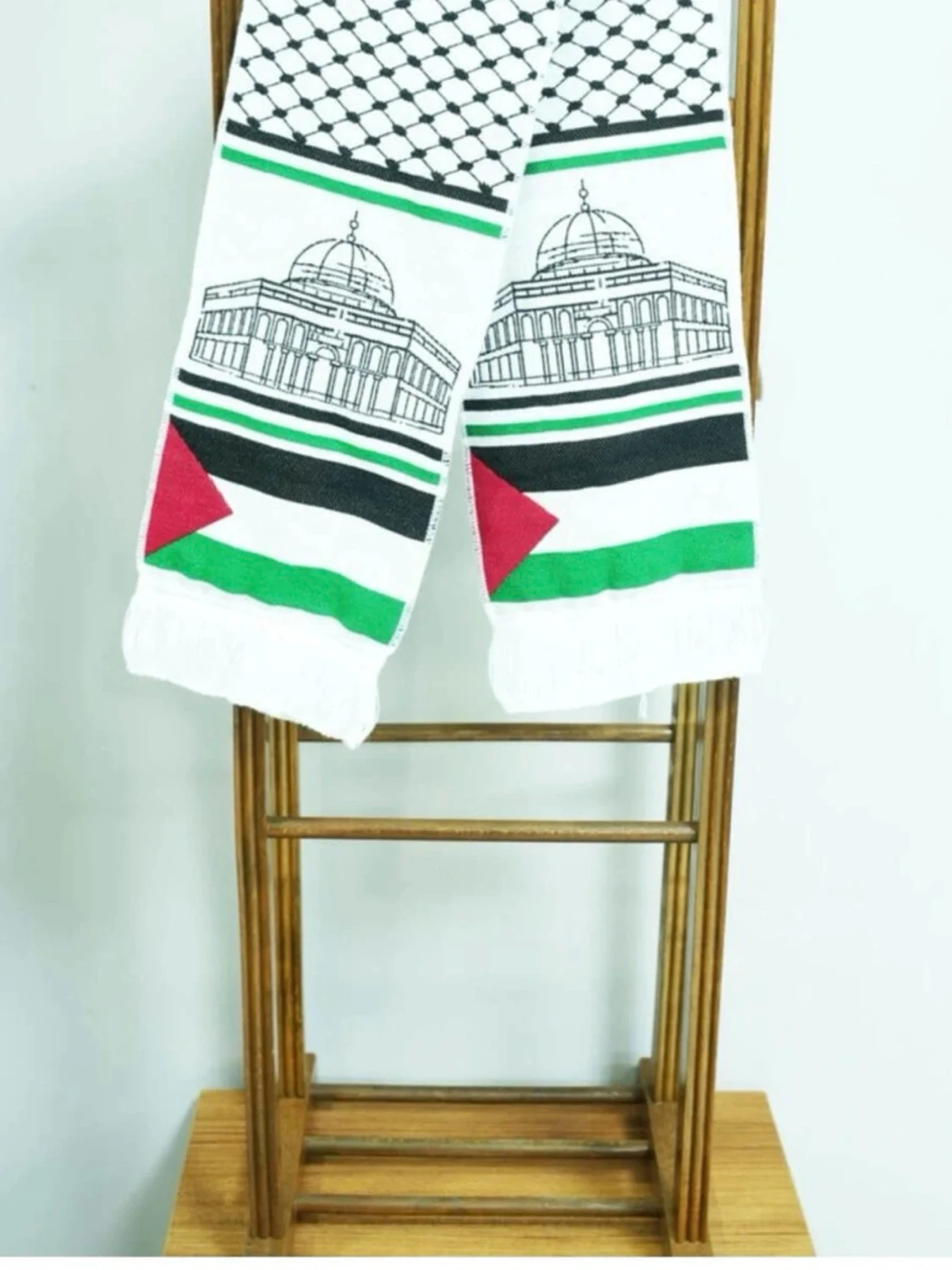Vit palestinasjal med mönster - 1