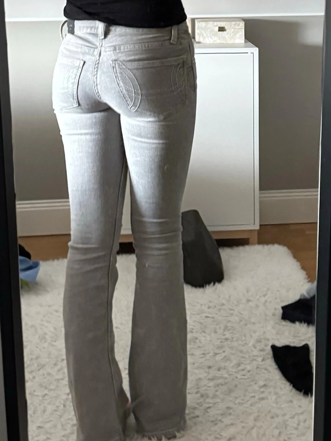 Grå Lågmidjade bootcut jeans  - 1