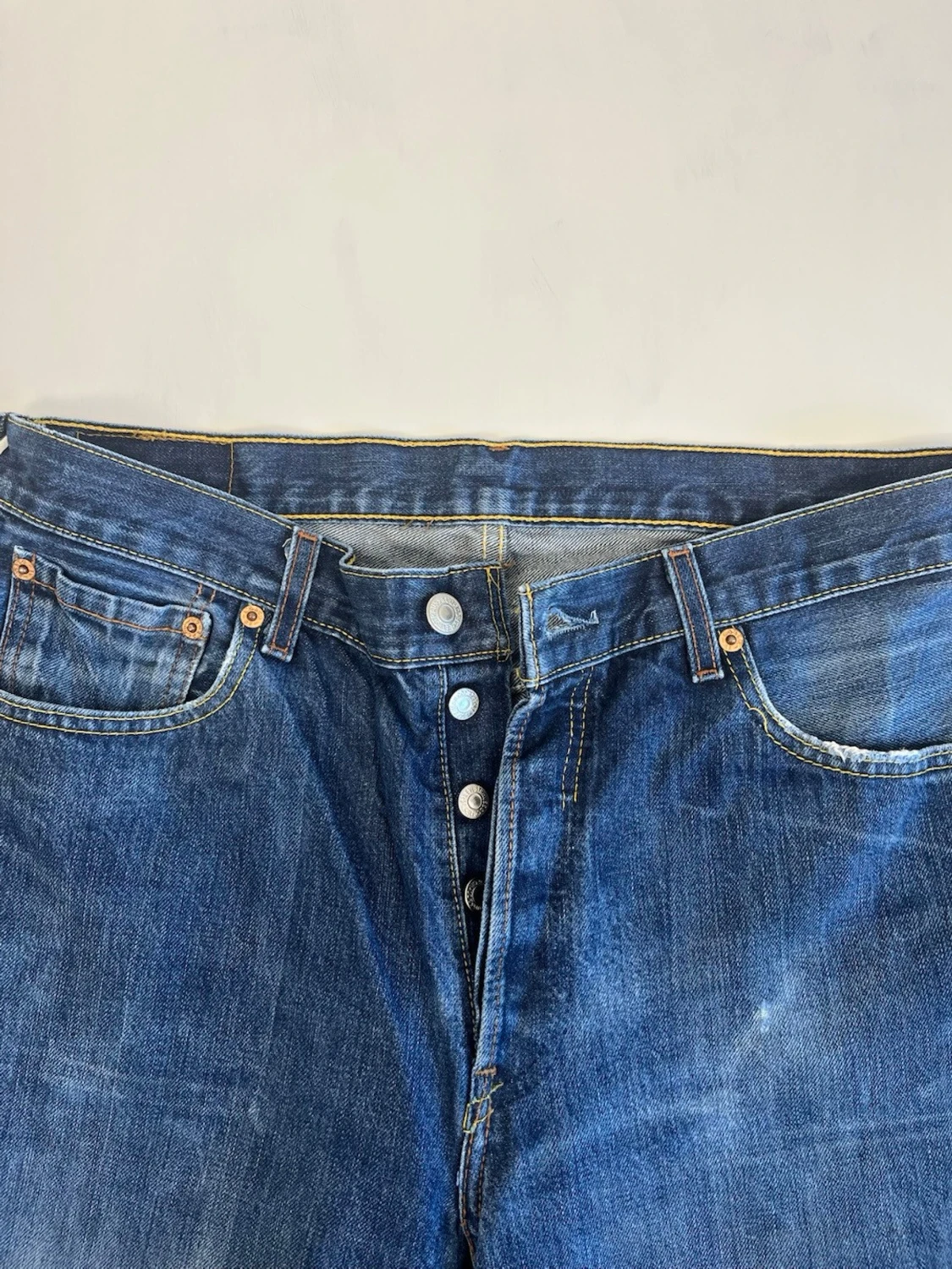Levi’s 501 W32/L32 Original Fit Jeans Blå Denim Vintage 100% Bomull - 5