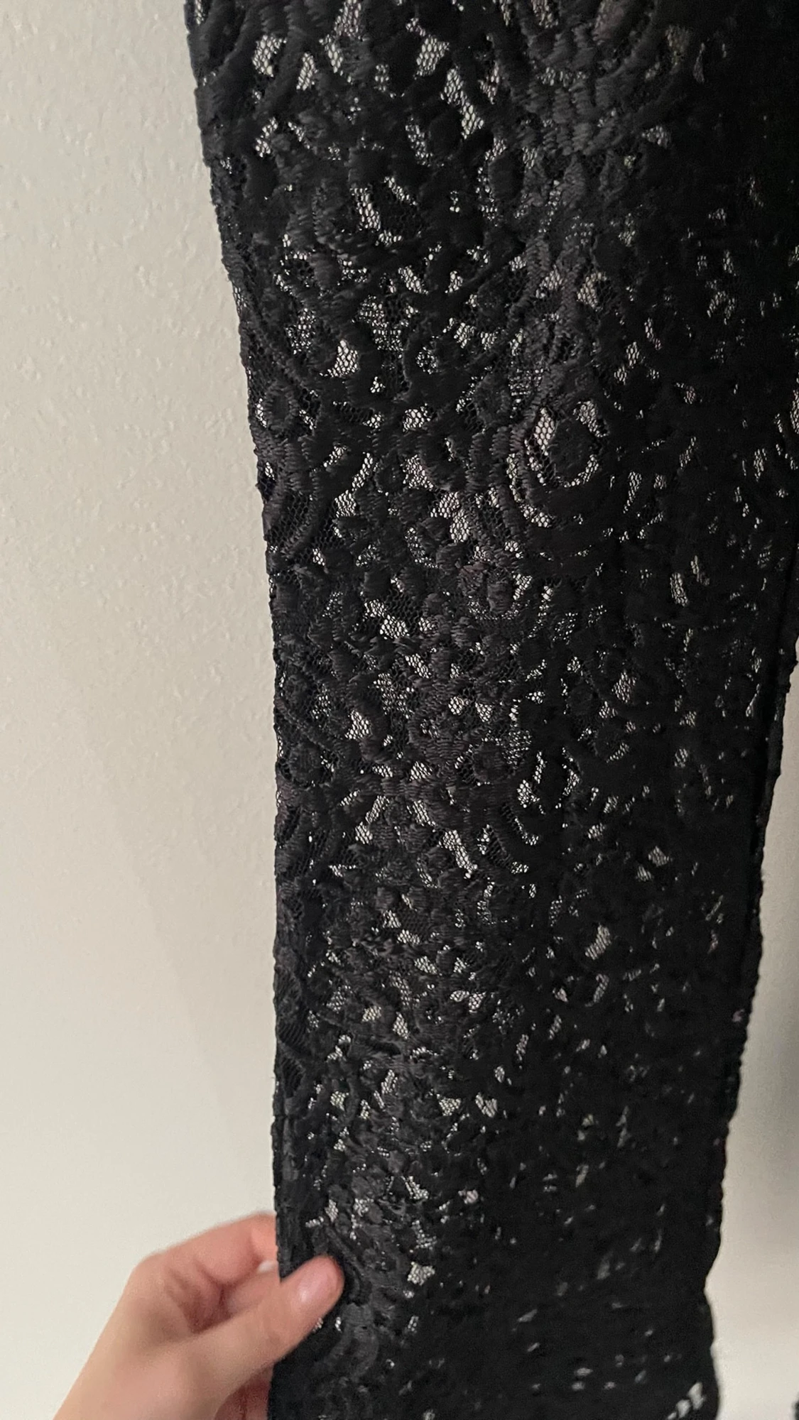Svarta spetsleggings med utsvängda ben - 1
