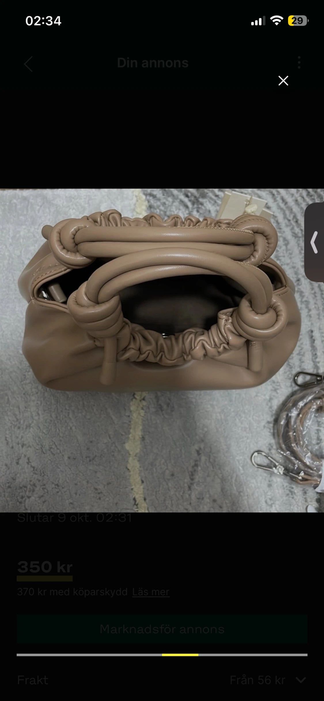 Beige bucket bag med knutdetaljer - 3