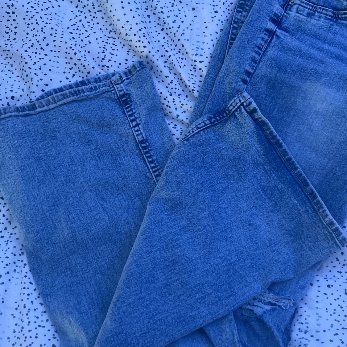 blåa lågmidjade jeans - 91