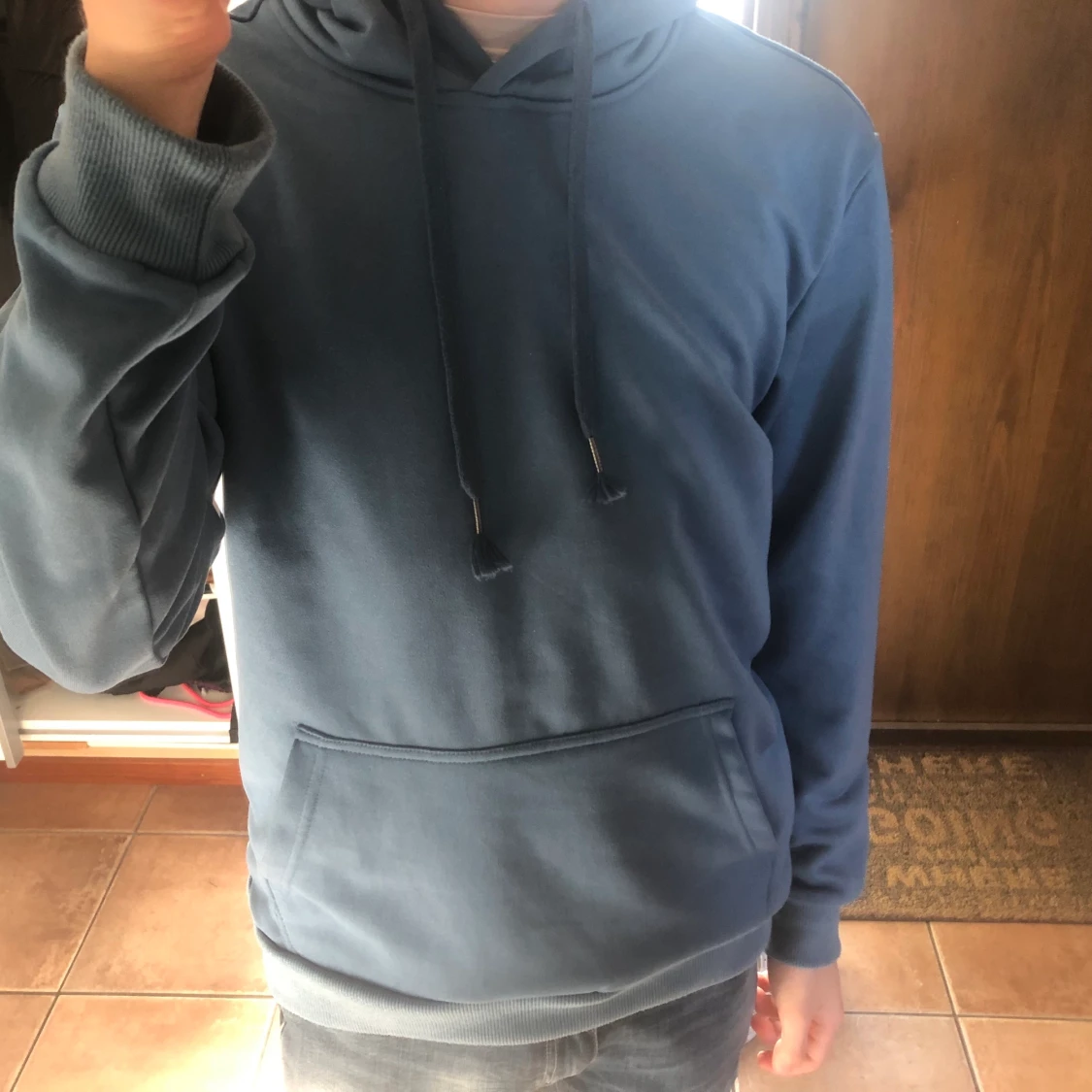 Blå hoodie - 90