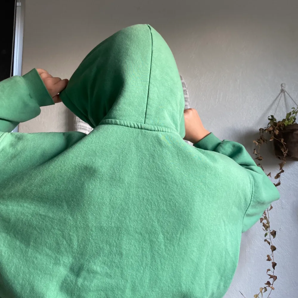 Grön hoodie från hm storlek S. Hoodies.