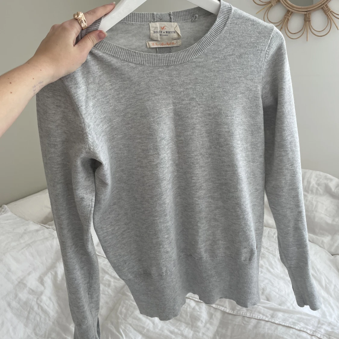 Basic grå långärmand tröja  - 90